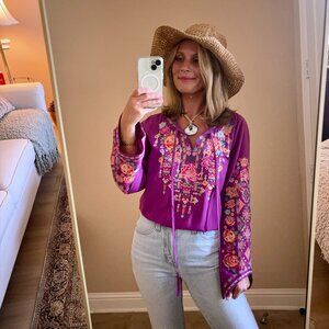 Savanna Jane Boho Embroidery Tassel Top